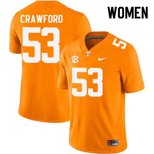 Women #53 Jeremiah Crawford Tennessee Volunteers College Football Jerseys Stitched Sale-Orange